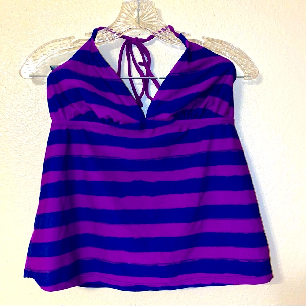Swim Top - Converse purple and blue striped bathing top - Medium